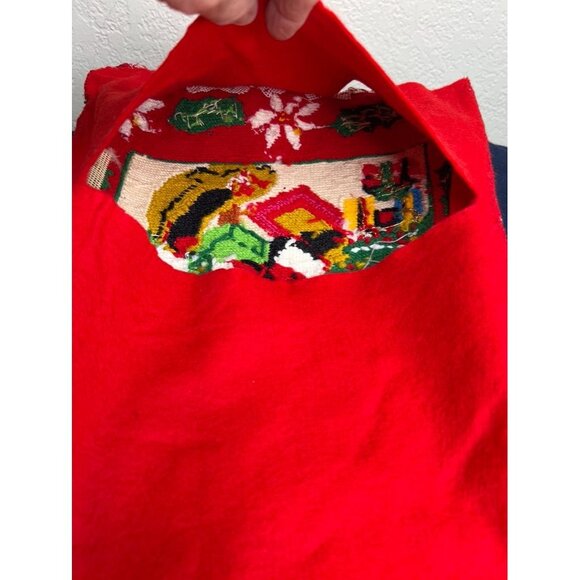 Vintage Santa Needlepoint Christmas Pillow Cover Sham Handmade READ - Picture 14 of 15